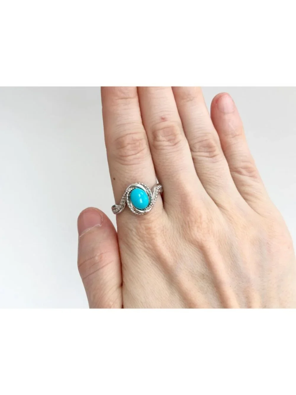 Sleeping Beauty Turquoise Stone Sterling Silver 925 Vintage Ring - sz 11.25